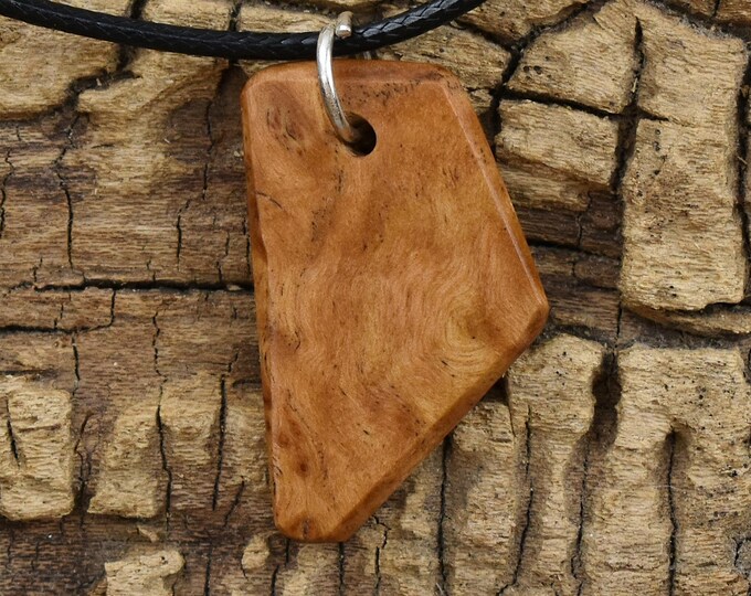 Coolibah Burl Wood Pendant Necklace: Handmade Australian Burl, Adjustable