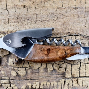 Corkscrew Bottle Opener - Silver Maple Burl - Groomsmen Gift - Wedding Gift