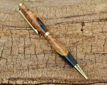 Multi-Wood Pen - Emerald Green Resin Black Oak Burl Wooden Pen - Groomsmen Gift - Father's Day Gift - Wedding Gift - Graduation Gift