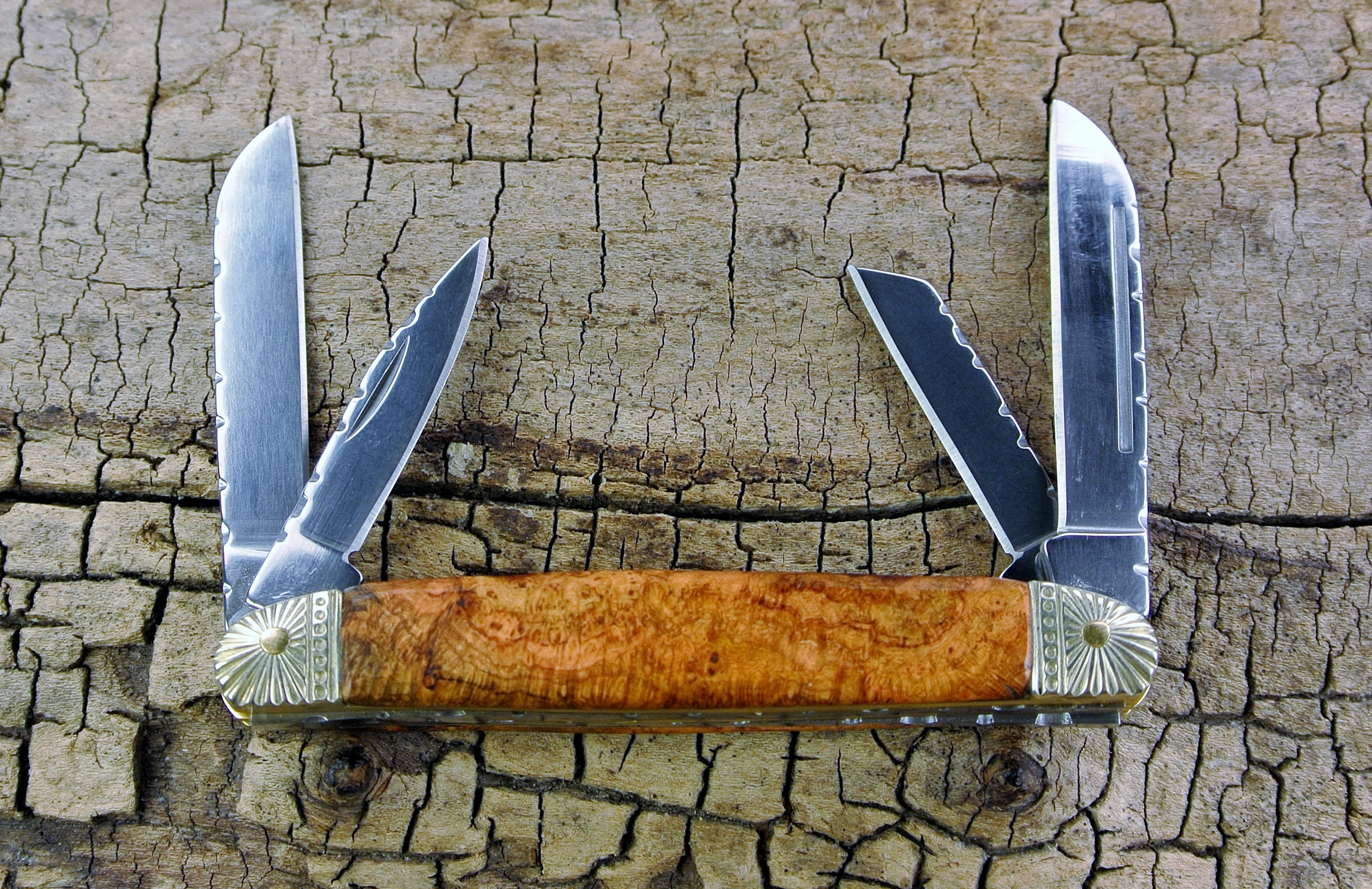 Pocket Knife with Wood Handle Cherry Burl Wooden Handle Wood