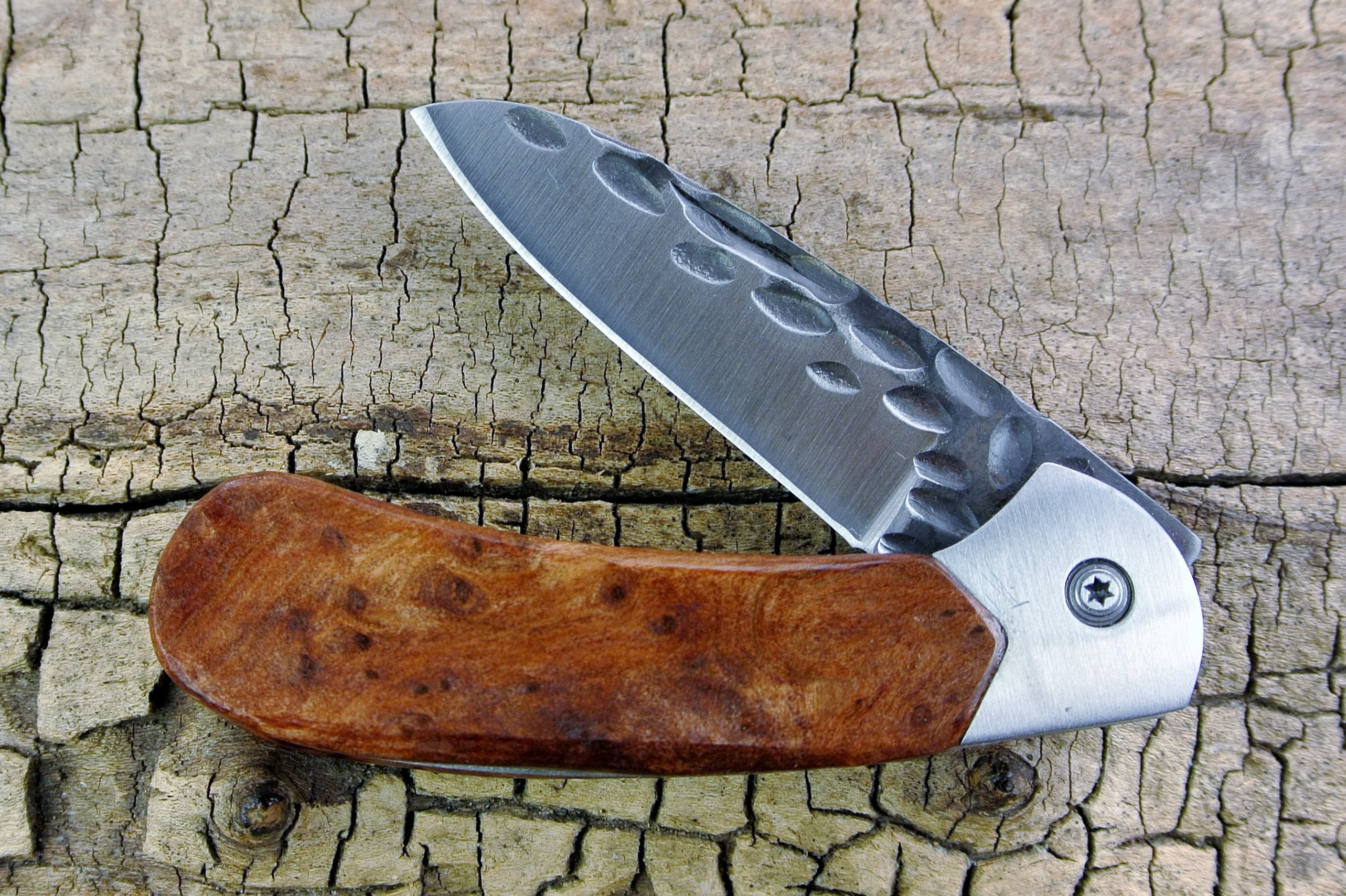 Pocket Knife with Wood Handle Redwood Burl Wooden Handle Wood
