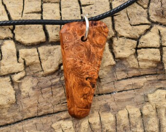 Afzelia Burl Wood Pendant Necklace - Handmade Wood Pendant - Rare Wood Necklace - 1 Wood Pendant - 18-20inch Adjustable