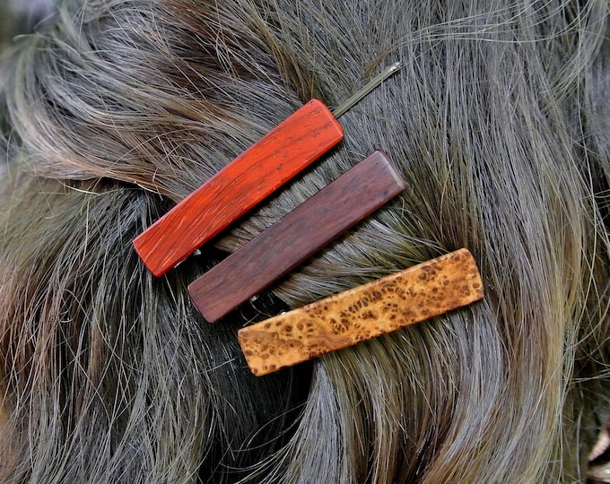 Custom Engraved Wood Hair Clip - 1 3/4" - Choose Wood Type