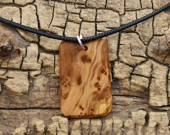 Olivewood Burl Wood Pendant Necklace - Handmade Wood Pendant - Wood Necklace - 1 Wood Pendant - 18-20inch Adjustable