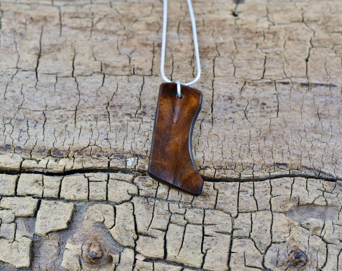 Philippine Ebony Burl Wood Pendant Necklace - Handmade, 20 inch Chain