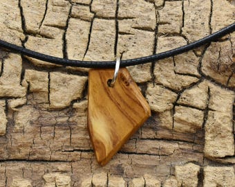 Olivewood Burl Wood Pendant Necklace - Handmade Wood Pendant - Wood Necklace - 1 Wood Pendant - 18-20inch Adjustable