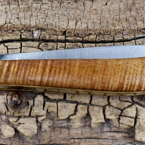 Pocket Knife with Wood Handles Curly Acacia Classic Two Blade Trapper Engraving Option Available Gift for Men image 4