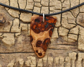 Amboyna Burl Wood Pendant Necklace - Handmade Wood Pendant - Rare Wood Necklace - 1 Wood Pendant - 18-20inch Adjustable