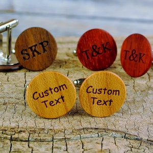 Wood Cuff Links -One Custom Engraved Pair of Cuff Links - (Choose Wood Type) - Wedding Favor - Wedding Gift - 5th anniversary-Groomsmen Gift