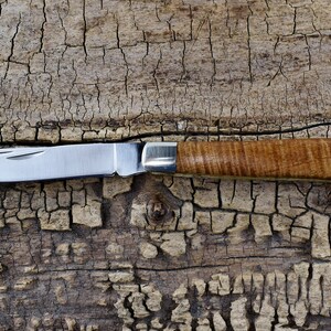 Pocket Knife with Wood Handles Curly Acacia Classic Two Blade Trapper Engraving Option Available Gift for Men image 2