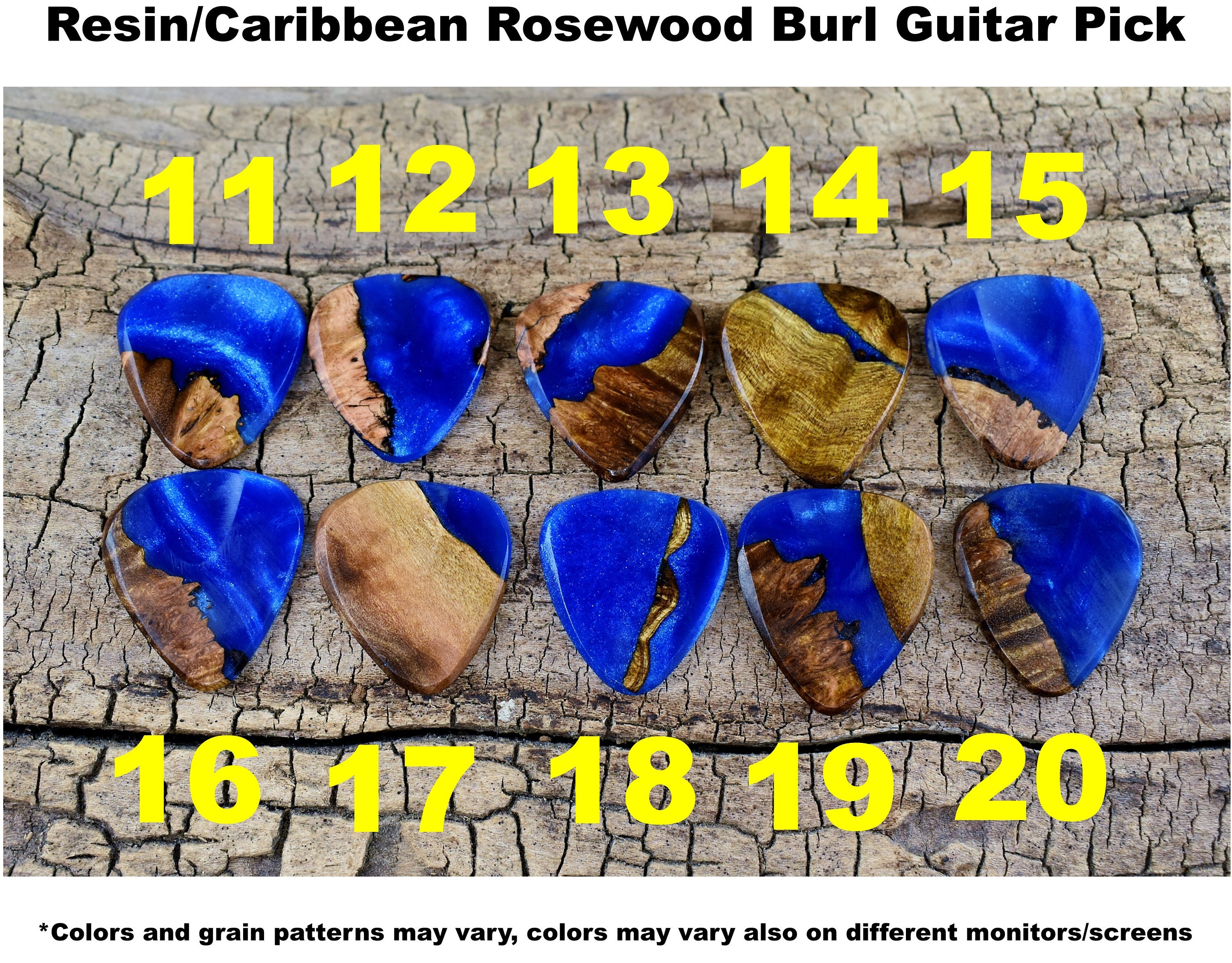 Resin Wood Guitar Pick Caribbean Rosewood Burl Resin Wood Guitar Pick