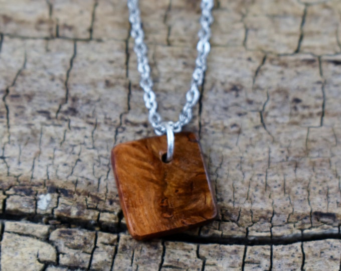 Handmade Sheoak Burl Wood Pendant Necklace - 20 inch Chain