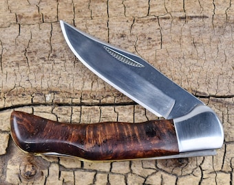 Pocket Knife with Wood Handle - Mesquite Burl Wooden Handle - Wood Pocket Knife - Best Man Gift - Groomsman -Folder Knife