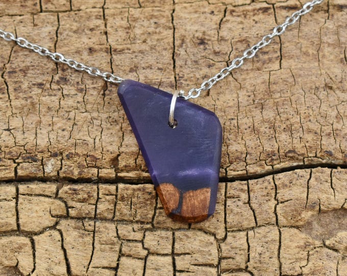 Purple Resin Manzanita Burl Pendant Necklace, 24-inch Chain