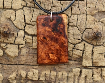 Amboyna Burl Wood Pendant Necklace - Handmade Wood Pendant - Rare Wood Necklace - 1 Wood Pendant - 18-20inch Adjustable