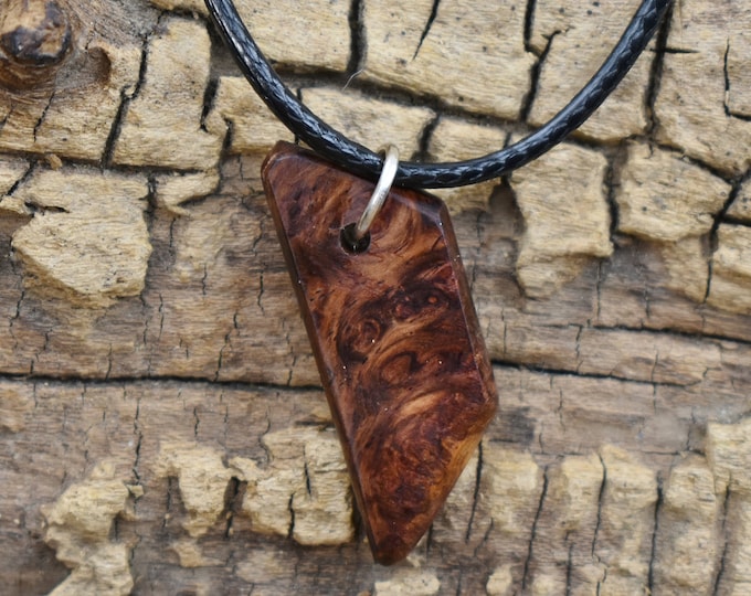 Handmade Honduran Rosewood Burl Wood Pendant Necklace: Adjustable