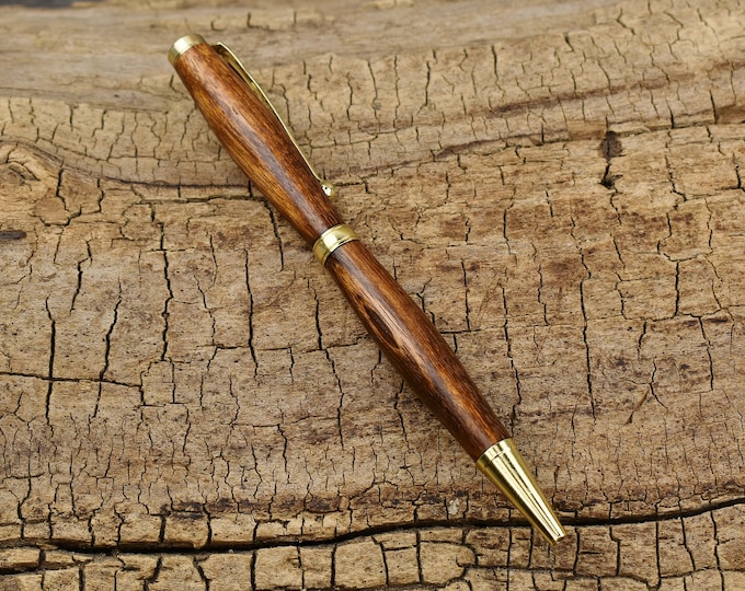 Tigerwood Wood Pen with Gold-Plated Finish