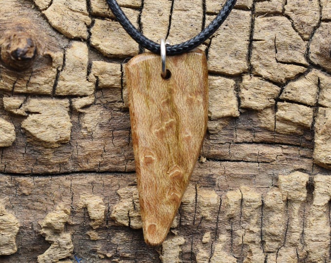 Birdseye Maple Wood Pendant Necklace: Handmade Adjustable Jewelry