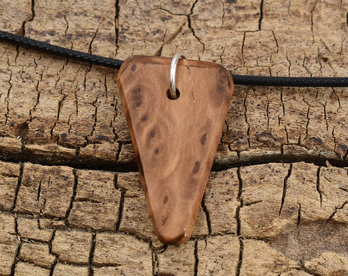 Australian Corrugata Burl Wood Pendant Necklace: Handmade Adjustable Necklace