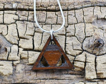 Walnut Mountains Pendant Necklace - Lasercut Design Wood Pendant - Wood Necklace - 20 inch Long Chain