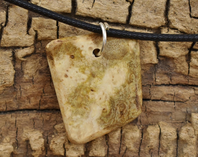Handmade Redbud Burl Wood Pendant Necklace - Adjustable Length 18-20 Inches Long