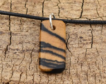 Black and White Ebony Wood Pendant Necklace - Handmade Wood Pendant - Wood Necklace - 1 Wood Pendant - 18-20inch Adjustable