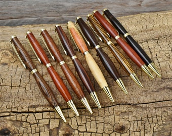 Wood Pen - One Custom Engraved Pen - Wooden Pen - Slimline Twist Pen - Groomsmen Gift - Father's Day Gift - Wedding Gift - One Wood Pen