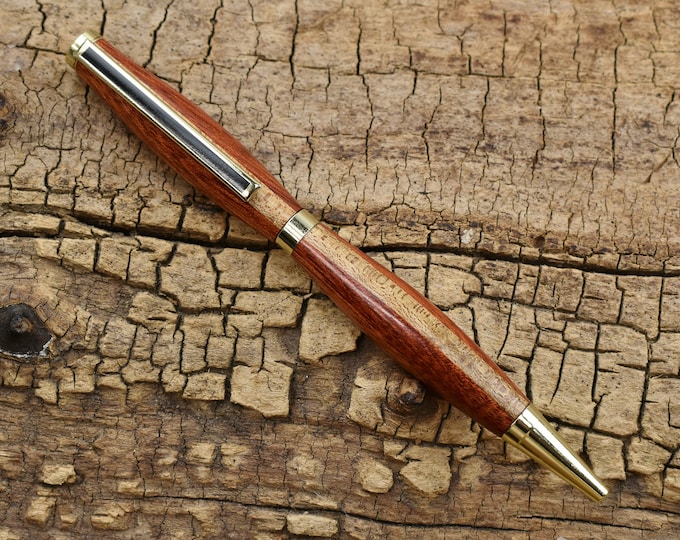 Bloodwood & Birdseye Maple Pen - 24kt Gold Finish