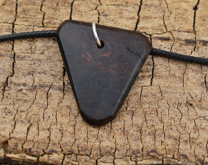 Desert Ironwood Burl Wood Pendant Necklace: Handmade Adjustable Necklace