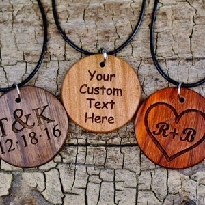 Wood Pendant - Handmade Wood Pendant Necklace  - Engraved and Personalized Wood Circle Pendant - Custom Wood Pendant - 18-20inch Adjustable