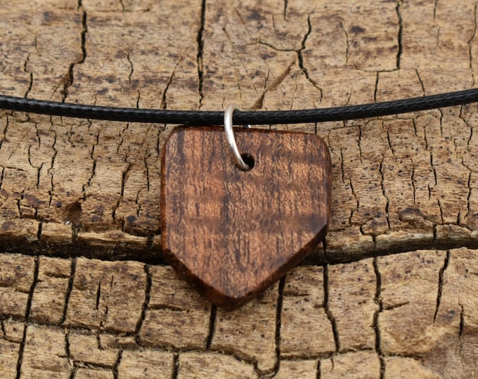 Figured Tasmanian Blackwood Wood Pendant Necklace: Handmade Adjustable Necklace