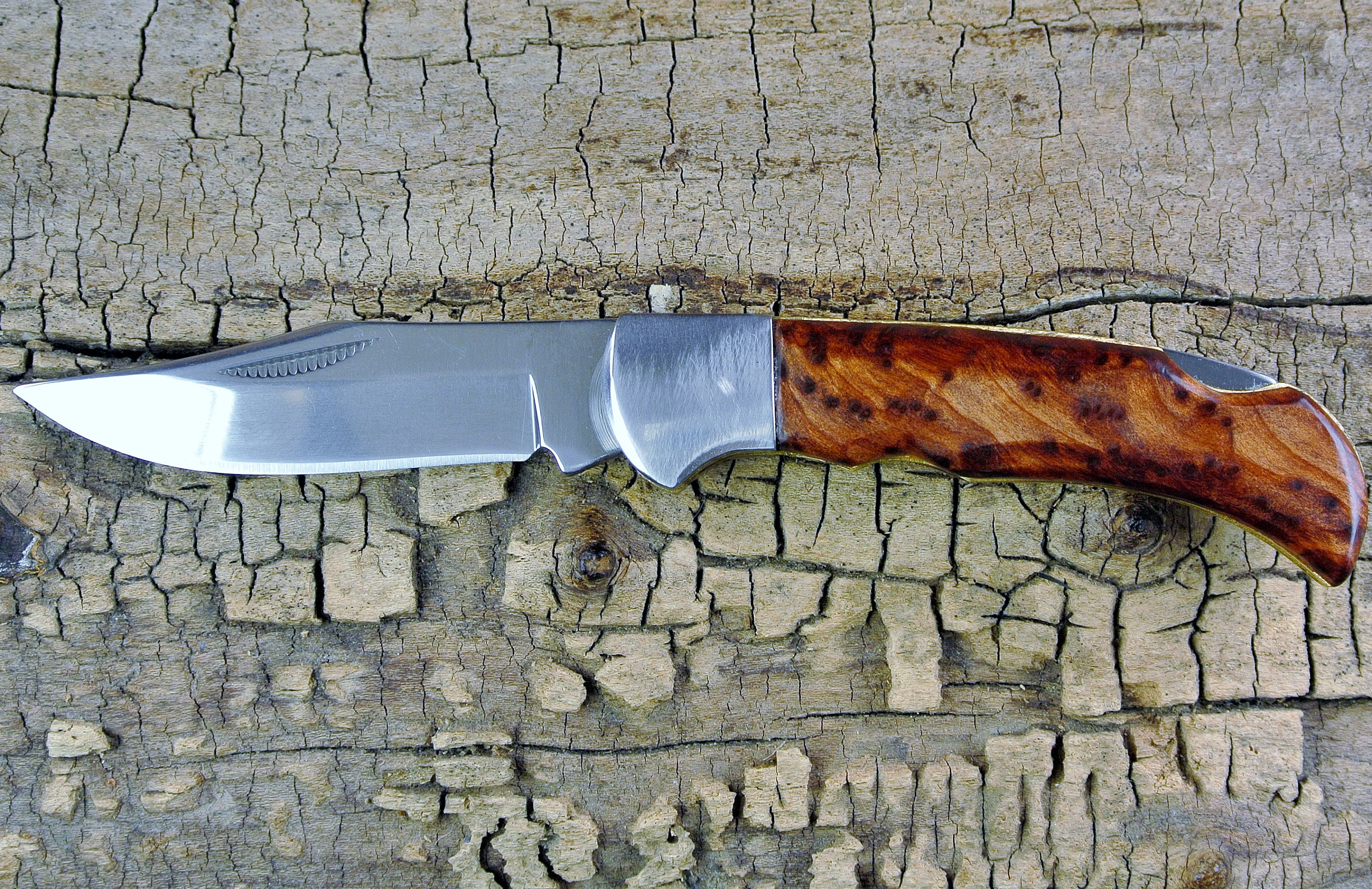 Pocket Knife with Wood Handle Redwood Burl Wooden Handle Wood