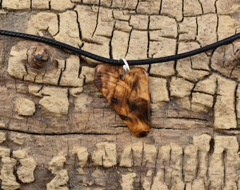 Olivewood Burl Wood Pendant Necklace - Adjustable  Adjustable 18-20 inch Jewelry
