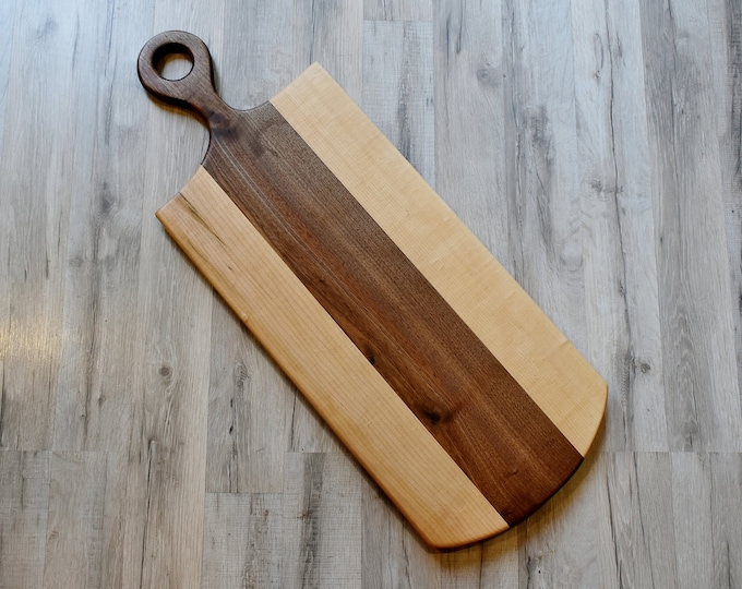 Handcrafted Maple Walnut Charcuterie Board: Long Serving Tray (12x31 Inches)
