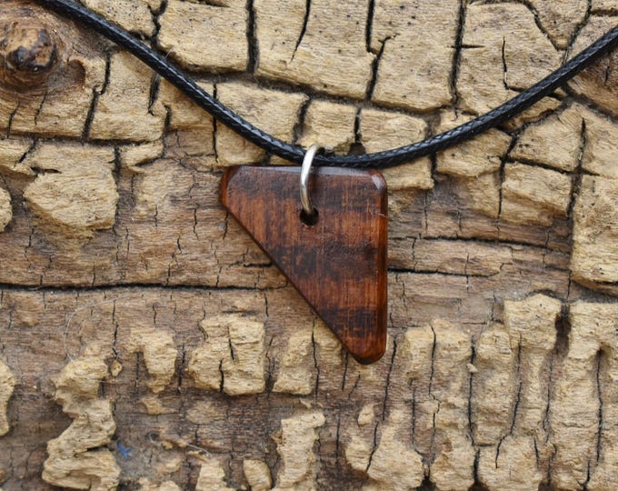 Handmade Snakewood Wood Pendant Necklace: Adjustable Rare Wood Jewelry