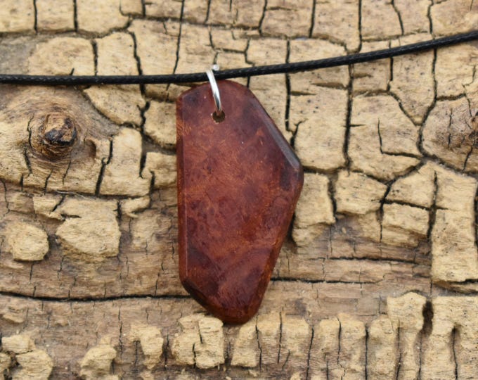 Handmade Lilac Burl Wood Pendant Necklace: Adjustable 18-20 inch