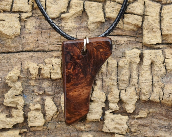 Honduran Rosewood Burl Wood Pendant Necklace - Adjustable 18-20 inch
