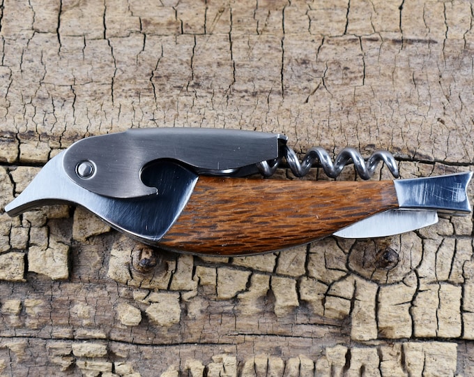 Lacewood Corkscrew Bottle Opener: Stainless Steel, Groomsmen Gift