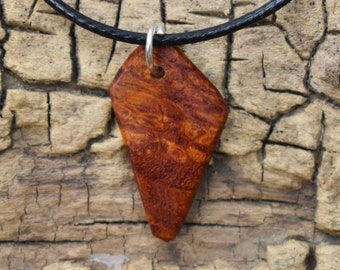 Amboyna Burl Wood Pendant Necklace - Handmade Wood Pendant - Rare Wood Necklace - 1 Wood Pendant - 18-20inch Adjustable
