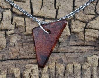 Bloodwood Burl Wood Pendant Necklace - Handmade Wood Pendant - Rare Burl from Belize Wood Necklace - 1 Wood Pendant - 20 inch Long Chain