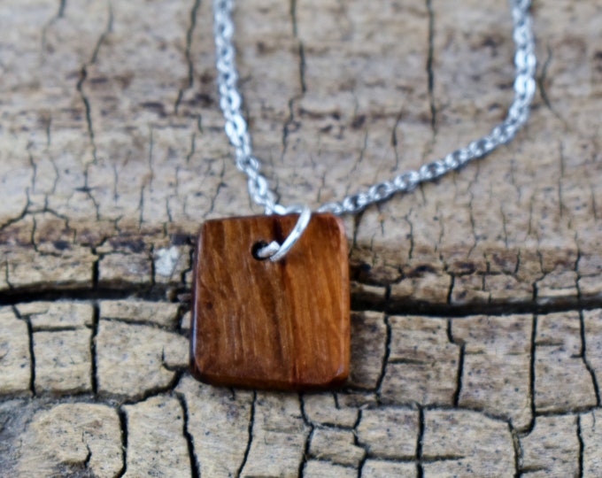 Sheoak Burl Wood Pendant Necklace: Handmade Australian Wood, 20 inch Chain