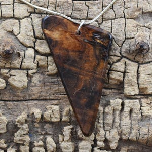 Walnut Burl Wood Pendant Necklace - Handmade Wood Pendant - Wood Necklace - 20 inch Long Chain