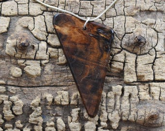Walnut Burl Wood Pendant Necklace - Handmade Wood Pendant - Wood Necklace - 20 inch Long Chain