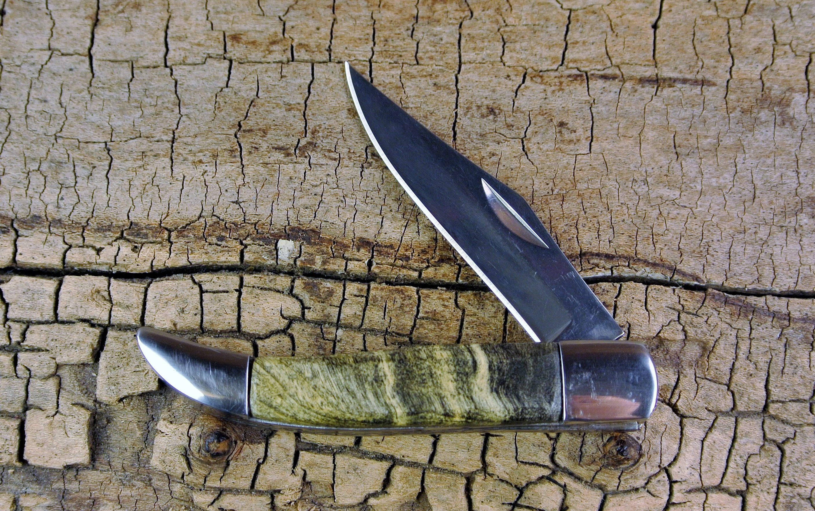 Pocket Knife with Wood Handle Buckeye Burl Wooden Handle Wood