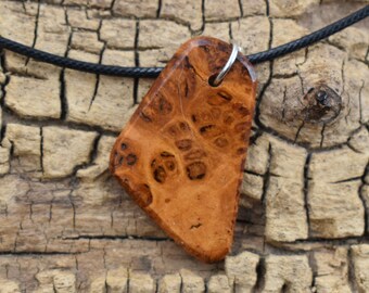 Apricot Burl Wood Pendant Necklace - Handmade Wood Pendant - Rare Wood Necklace - 1 Wood Pendant - 18-20inch Adjustable