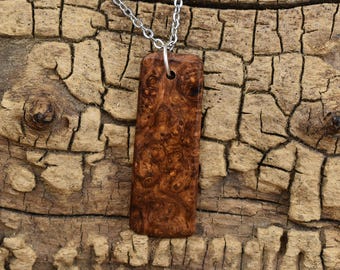 Handmade Honduran Rosewood Burl Pendant Necklace – 24 Inch Chain