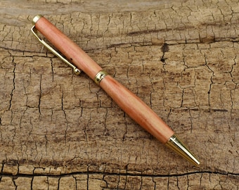 Flame Box Elder Wood Pen - Gold Plated Finish - Slimline Twist Pen