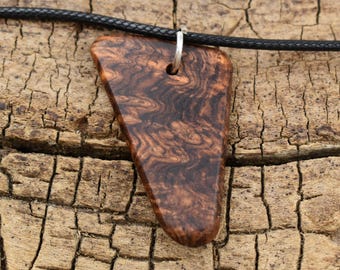 Honduran Rosewood Burl Wood Pendant Necklace - Handmade Wood Pendant - Rare Wood Necklace - 1 Wood Pendant - 18-20inch Adjustable