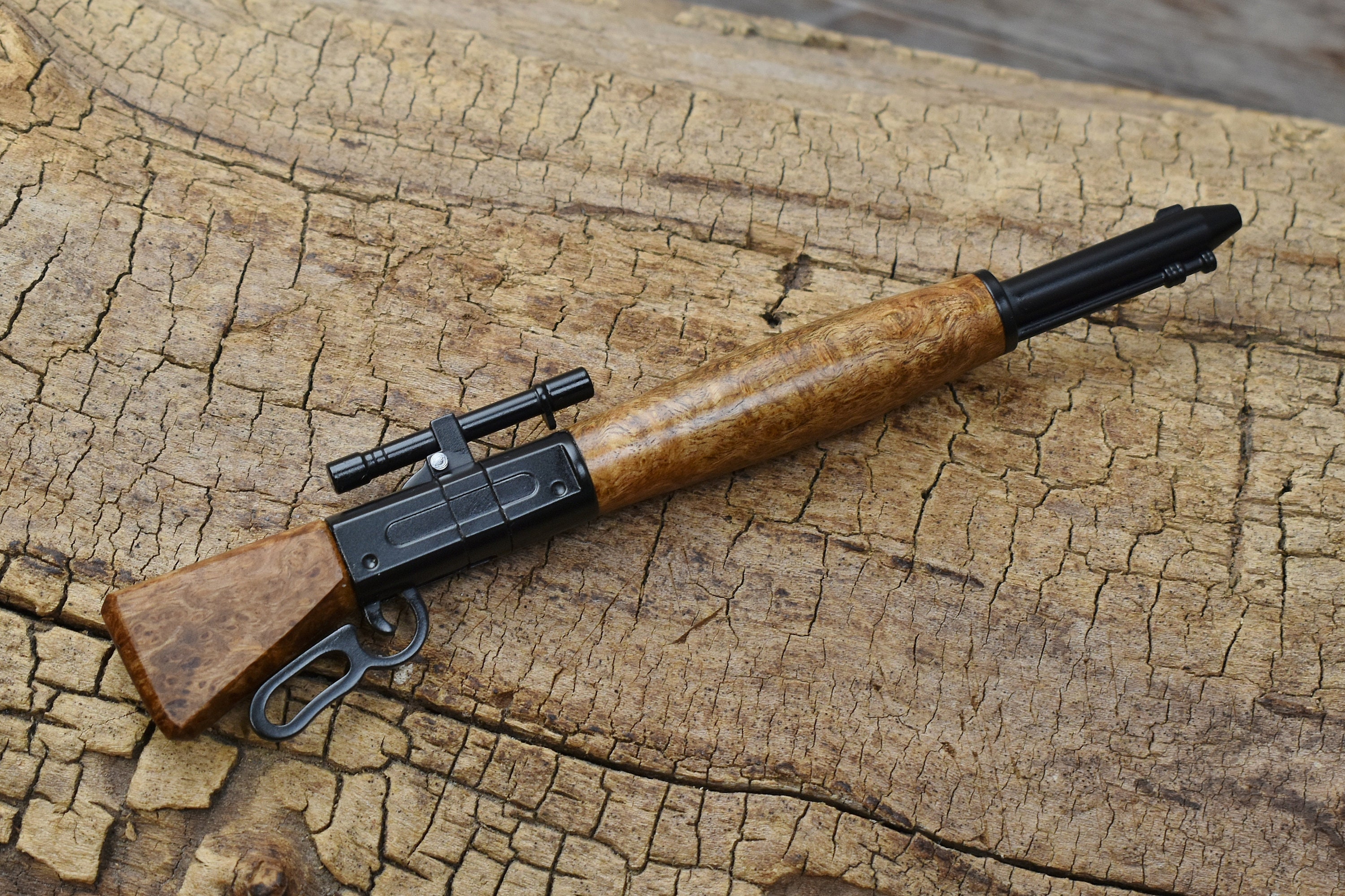 メーカー Rare Wood Rifle Pen - Southeast Asian Satinwood Burl - Lever 洋画・外国映画