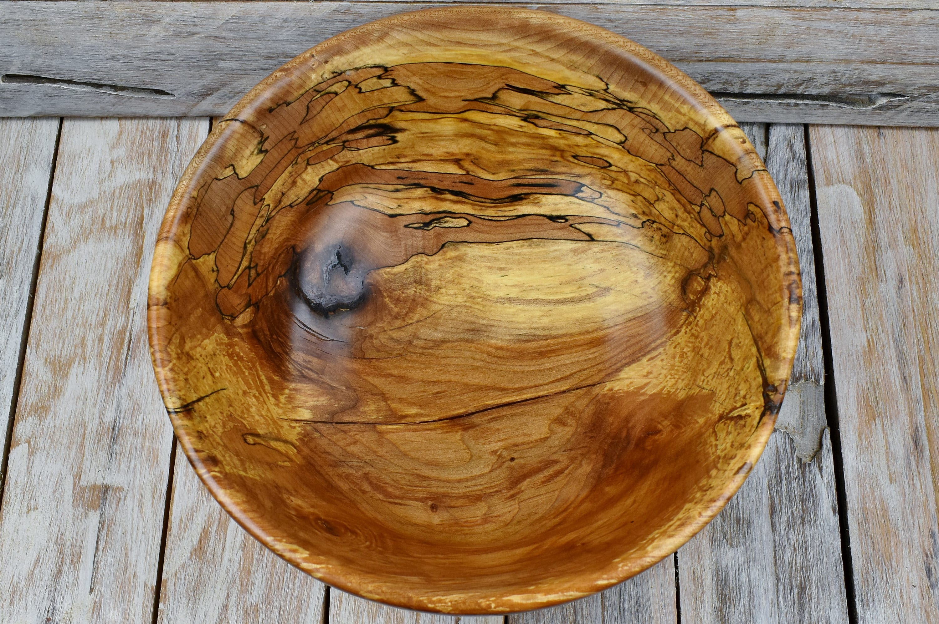 Wooden Centerpiece Bowl Spalted Maple Rustic Bowl Hand Carved